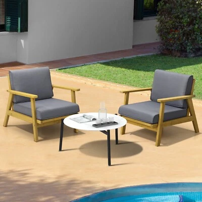 Livsip Outdoor Lounge Set 3PCS Patio Furniture Sets 70cm White Coffee Side Table