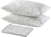 [IKEA] Flat Sheet and Pillowcase (Cherry Blossom Branch / White / Green, 240 x 260 x 50 x 80 cm)