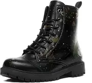 [AWSOLE] Fashion Ankle Boots For Men Women Floral Mushroom Star Trendy Lace Up Unisex Booties Combat Trendy Street Wear Boots