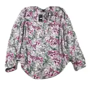 Torrid Shirt Women 1X Pink Floral Keyhole Neck Bow Tie Lightweight Flowy Top NWT