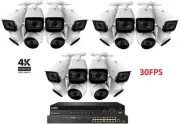New Lorex 32-Channel 4K NVR 24 (12+12) 8MP 30FPS IP Cameras Nocturnal Motorized