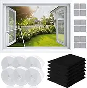 Axinyijia Pack of 6 Fly Screen Window 150 x 130 cm Mosquito Net Window Fly Protection Insect Protection with 6 Rolls Self-Adhesive Tape Mosquito Net Window