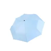 Men Women UV Three Folding Umbrella Simple Plain Solid Wood Handle Wind Resistant Sun Umbrella Sun Protection Ultralight Umbrella BLUE COLOR