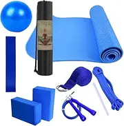 Beginner Yoga Kit - Yoga Mat with Carrying Bag | Fitness Equipment for Pilates, Floor Exercises, Includes Resistance Band, Stretch Band