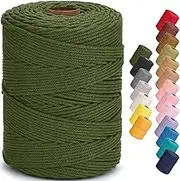 Aelfon Macrame Cord 4mm x 328yards Natural Cotton Cord Colored Macrame Rope Macrame Supplies Macrame Cotton Rope Soft Craft Rope Macrame Yarn for Plant Hanger Wall Hanger Dreamcatcher