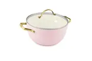 GreenPan Padova Non Stick Coated Pink Casserole Pot 24cm 4.7L Home Kitchen