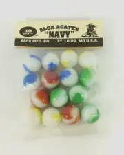 VTG Alox Agates "Navy" Glass Marbles Unopened Unused in the Original Bag