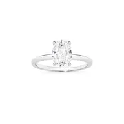 Silver Oval Cz Solitaire Ring Size M in Clear