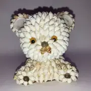 Bear Figurine Sea Shells Conch Beach Ocean 4in High
