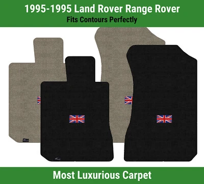 Lloyd Luxe Front Carpet Mats for '95 Land Rover Range Rover w/British Flag Logo (for: Land Rover)