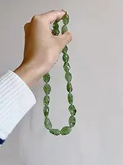[JZRH] Elegant, Blue, Glass Necklace, Fashion Simplicity, Personality, Flat Round Bead Necklace, Ancient Style, Genuine Gold Electroplating Necklace Greendiamondcoloredglaze1