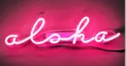Hawaii Aloha Pink Acrylic 14"x4" Neon Light Sign Lamp Show Display Wall Decor