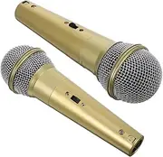 2pcs Simulation Microphone Model Mic Prop Microphone Props Retro Costume Fake Mic Music Studio Decor Golden Plastic