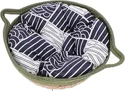 VERDANVERSE 1 Set Cat Sleeping Nest of Woven with Cushion Semi Closed Design for Indoor Cats Puppies Comfortable Durable for Cozy Relaxation Double Eared Style