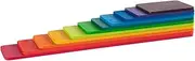 MerryHeart Wooden Rainbow Rectangle Stacker Toys, Building Blocks Board Set for Kids, 11Pcs Stacking Puzzle, Learning Creative Thinking Toys MerryHeart-2231