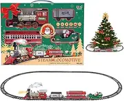 Train Toy for Boys | Christmas Train Engine Toy with Light and Sound - Cargo Car Railway Tracks, Electric Locomotive for Kids