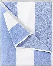 HENBAY Fluffy Oversized Beach Towel - Plush Thick Large 70 x 35 Inch Cotton Pool Towel, Blue Striped Quick Dry Swimming Cabana Towel