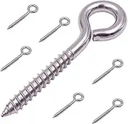 6-Pack 304 Stainless Steel Screw Eyes 3.2", Heavy Duty Screw in Eye Hooks Ring for Yoga, Swing Chair, Indoor & Outdoor, Self Tapping