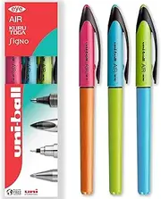 uni-ball Air – 0.5mm Rollerball - Blue, Green, and Orange Barrel - Black Ink – Pack of 3 - UBA-188E-M