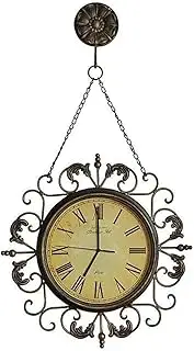 Outdoor Wall Clock Weatherproof, Metal Garden Ornaments, Quartz Clock Roman Numerals European Style Retro Creativity