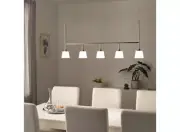 Ikea TYBBLE LED pendant lamp with 5 lamps, nickel plated/opal glass