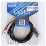 8ft 2-1/4in (6.3mm) Mono Male Guitar DJ Cable to 2-RCA Male PA Audio Mixer Cable