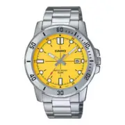 Casio MTP-VD01D-9EVUDF Men's Analog Watch – Gold Dial with Stainless Steel Brace