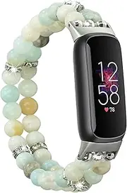 Wongeto Compatible with Fitbit Luxe Bands,Fashion Handmade Elastic Stretch Pearl Bracelet Women Replacement Strap for Fitbit Luxe accssorises