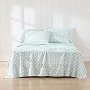 Lush Decor Daisy Checkered Sheet Set 6 Piece Set Queen Aqua - Checkered Sheets - Floral Bed Sheets - Boho Flower Print - Retro Decor