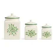 Lenox Holiday Porcelain Canisters 3-piece Set 894177 Holly Christmas Gift Boxed