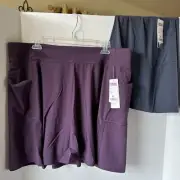 32 Degrees Women's Flyweight Pull On Woven Skort/Skirt Side Pockets XL