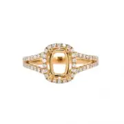 Cushion 7x5mm Ring Semi-Mount in 14k Yellow Gold With Diamond Accents (37103)