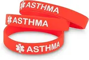 3 Pack - Asthma Asthmatic Medical Alert ID Silicone Wristband by Medicaband®