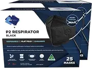 Australian Made Black P2 4-Layer Face Mask with Earloops - 50 Pack