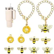 [SOKPEWWM] MATOSS Flower Bee Water Bottle Accessories Charm Compatible with Stanley Cup 30 oz & 40 oz Handle, Personalized Name ID Plate Tag Charm for Simple Modern Tumblers