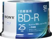 SONY 50BNR1VJPB4 Blu-Ray Disc BD-R 25GB 1-4X Speed 50 Disc ECO Pack (No case)
