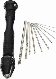 10pcs Twist Drill Bit Mini Micro Aluminum Alloy Hand Drill with Keyless Chuck Woodworking Drilling Bits Rotary Tools Kit Hand Tool Accessories