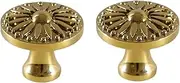 Gold Cabinet Knobs 2 Pack Brass Shoe Cabinet Bedside Table Handle Wardrobe Door Drawer Cabinet Handle Round Single Hole Handle Bright Gold