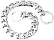 Dog Collars for Medium Dogs, 15mm Thick Cuban Link Chain Dog Collar, Strong Heavy Duty Multicolour Plated Gold Chain Dog Collar(Silver,30inch)