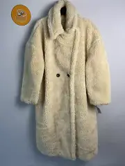 Topshop Women’s Maxi Borg Teddybear Coat Fully Lined Thick Warm Cream UK Size 18