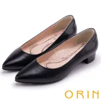 在飛比找momo購物網優惠-【ORIN】質感羊皮素面尖頭 女 粗低跟鞋(黑色)
