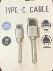 Vivitar Type-C Cable 3 Ft Length Sync Data USB-A Connector USB-C Connector White
