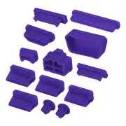 65pcs Laptop Port Duct Cover 13 Types Plugs Caps USB/VGA/Audio Jack/SD, Purple