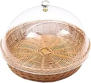 Handwoven Basket with Lid for Bread and Snacks - Imitation Rattan Storage Solution, as described, 35cmx22cm