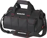 WORKPRO 14-inch Tool Bag, Multi-pocket Tool Organizer with Adjustable Shoulder Strap, W081021A, black