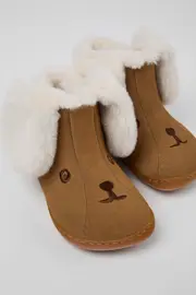 Twins Brown nubuck and textile ankle boots for kids