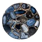 21" x 21" Natural Agate Stone Corner Table Top Handcrafted Restaurant Decor