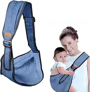Baby Sling Baby Carrier Side Child Carrier Side Lightweight Baby Carrier Newborn from Birth Multifunctional Baby Carrier for Babies from 0 to 36 (Denim Blue)