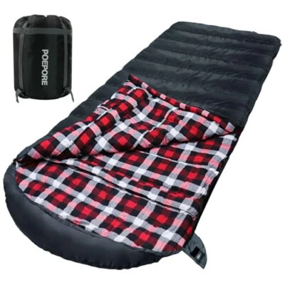 POEPORE 0 Degree Sleeping Bag 100% Cotton Flannel XXL Cold Weather Winter Oversi