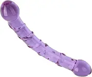 7" Glass Dildo Crystal Anal Plug Beads Wand Dong Thread Thruster Butt Plug Purple Adult Sex Toy